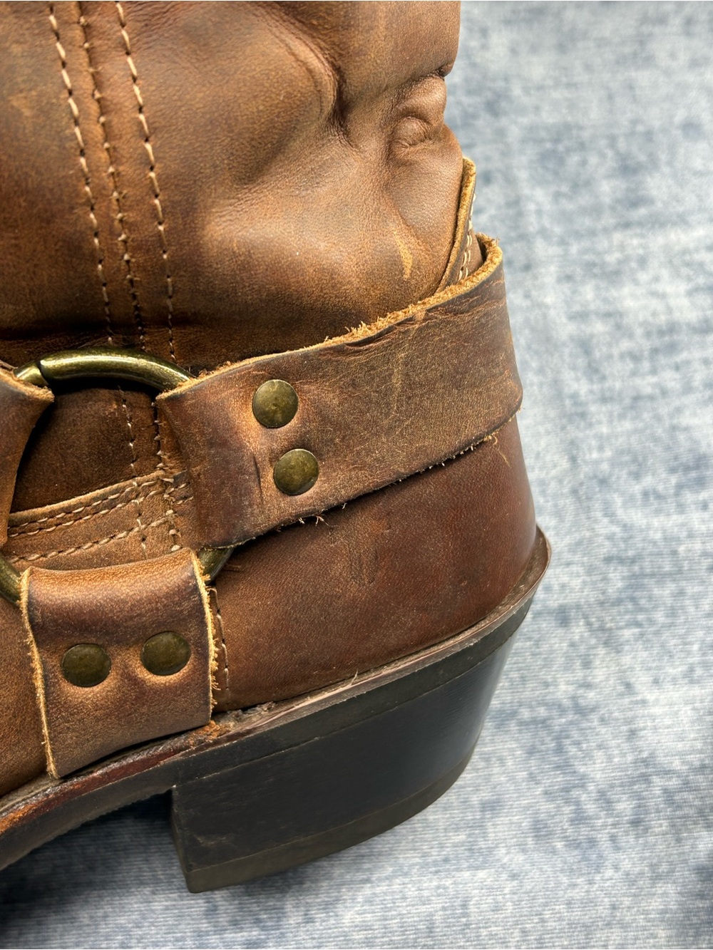 VTG Frye Harness Leather Boots Americana Brown Rustic made in USA 7.5M Women’s - Picture 12 of 16